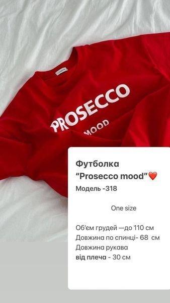 Жіноча футболка з написом Prosecco mood р4942-318 фото