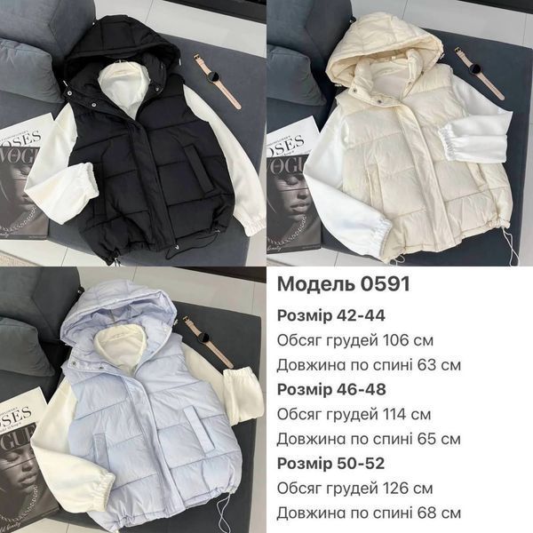 Жіноча утеплена жилетка з капюшоном та кишенями г1434-0591 фото
