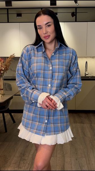 Жіноча сорочка oversize в клітинку с1528-368 фото