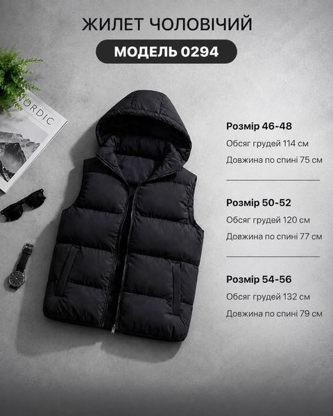 Чоловіча стьобана жилетка з капюшоном г1431-0294 фото